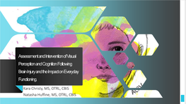 Assessment and Intervention of Visual Perception and Cognition Following Brain Injury and the Impact on Everyday Functioning