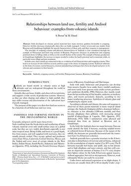 Relationships Between Land Use, Fertility and Andisol Behaviour: Examples from Volcanic Islands