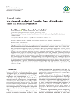 Morphometric Analysis of Furcation Areas of Multirooted Teeth in a Tunisian Population