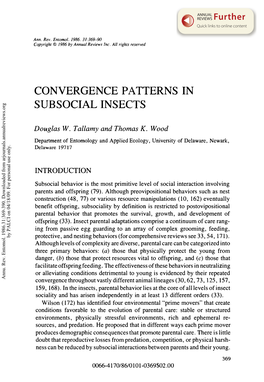 Convergence Patterns in Subsocial Insects