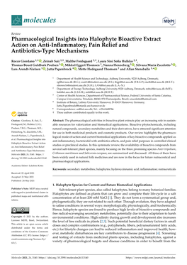 Pharmacological Insights Into Halophyte Bioactive Extract Action on Anti-Inﬂammatory, Pain Relief and Antibiotics-Type Mechanisms