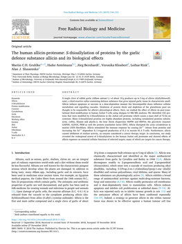 The Human Allicin-Proteome S-Thioallylation of Proteins by The