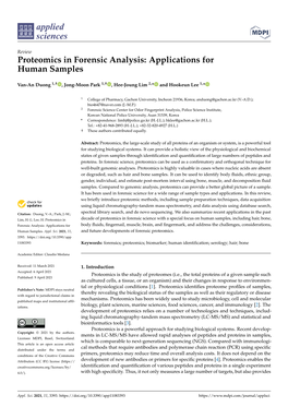 Proteomics in Forensic Analysis: Applications for Human Samples