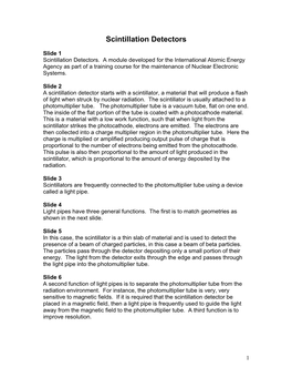 Scintillation Detectors