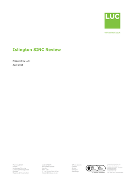 Islington Sites of Importance for Nature Conservation (SINC) Review
