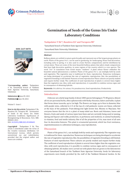 Germination of Seeds of the Genus Iris Under Laboratory Conditions