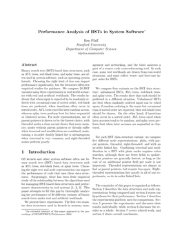 Performance Analysis of Bsts in System Software∗