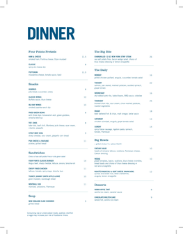 Dinner & Drinks Menu