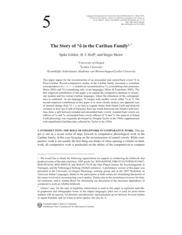 The Story of *Ô in the Cariban Family1, °