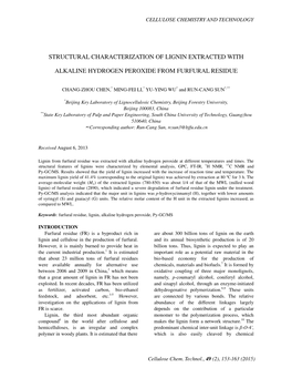 Structural Characterization of Lignin Extracted With