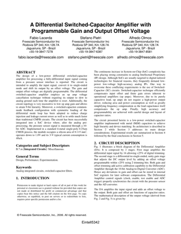 A Differential Switched-Capacitor Amplifier with Programmable Gain