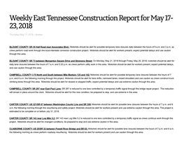 Weekly East Tennessee Construction Report for May 17- 23, 2018