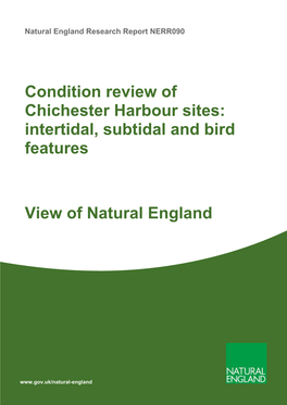 Condition Review of Chichester Harbour Sites: Intertidal, Subtidal and Bird Features