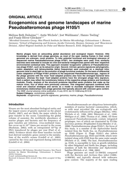 Ecogenomics and Genome Landscapes of Marine Pseudoalteromonas Phage H105/1
