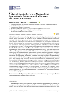 A State-Of-The-Art Review of Nanoparticles Application in Petroleum with a Focus on Enhanced Oil Recovery