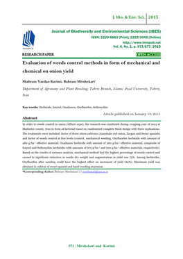 Evaluation of Weeds Control Methods in Form of Mechanical and Chemical on Onion Yield