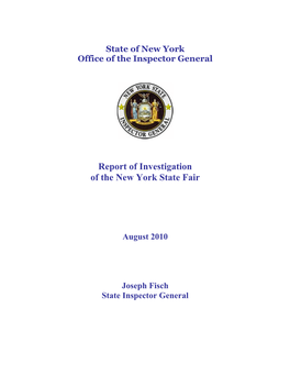 Report of Investigation of the New York State Fair