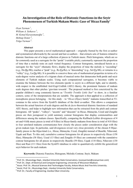 An Investigation of the Role of Diatonic Functions in the Seyir Phenomenon of Turkish Makam Music: Case of ‘Hicaz Family’