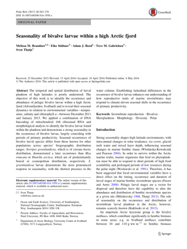 Seasonality of Bivalve Larvae Within a High Arctic Fjord