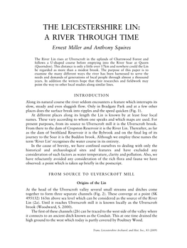 THE LEICESTERSHIRE LIN: a RIVER THROUGH TIME Ernest Miller and Anthony Squires