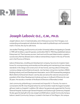 Joseph Lebovic O.C., C.M., Ph.D