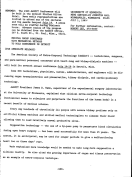 The 1969 Amsect Conference Will Be Held in the Detroit Statler Hilton