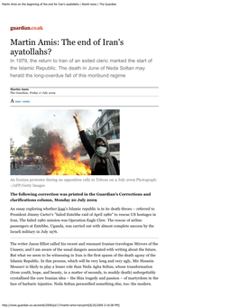 Martin Amis on the Beginning of the End for Iran's Ayatollahs | World News | the Guardian