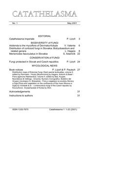 EDITORIAL Catathelasma Imperiale P. Lizoň 3 BIODIVERSITY of FUNGI