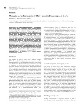 REVIEW Molecular and Cellular Aspects of HTLV-1 Associated