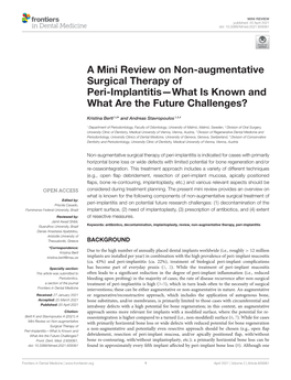 A Mini Review on Non-Augmentative Surgical Therapy of Peri-Implantitis—What Is Known and What Are the Future Challenges?