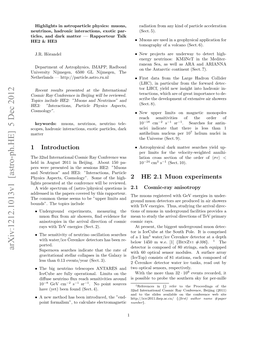 Highlights in Astroparticle Physics: Muons, Neutrinos, Hadronic