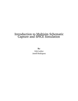 Introduction to Multisim Schematic Capture and SPICE Simulation