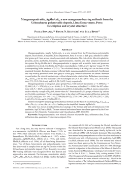 Manganoquadratite, Agmnass3, a New Manganese Bearing