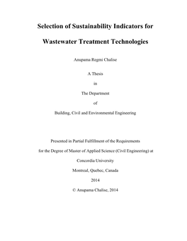 Selection of Sustainability Indicators for Wastewater Treatment