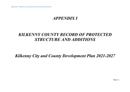 Kilkenny County Rps 2021