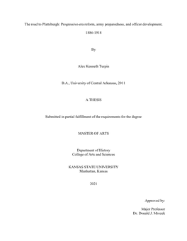 The Road to Plattsburgh: Progressive-Era Reform, Army Preparedness, and Officer Development