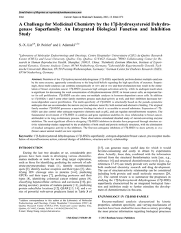 A Challenge for Medicinal Chemistry by the 17Β-Hydroxysteroid Dehydro