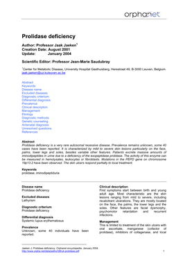 Prolidase Deficiency