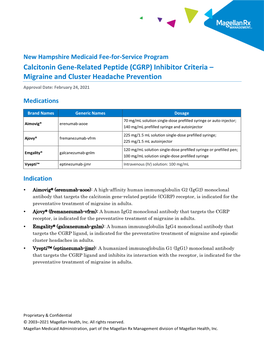 (CGRP) Inhibitor Criteria – Migraine and Cluster Headache Prevention Approval Date: February 24, 2021