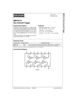 MM74C14 Hex Schmitt Trigger