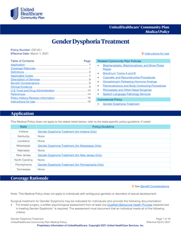 Gender Dysphoria Treatment – Community Plan Medical Policy