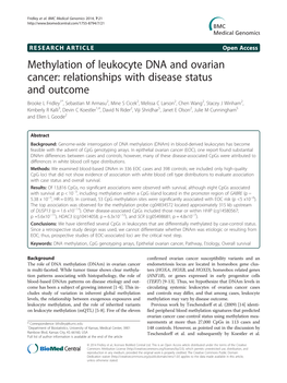 Methylation of Leukocyte DNA and Ovarian Cancer