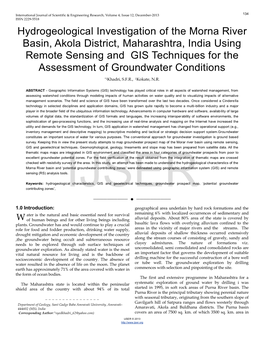 Hydrogeological Investigation of the Morna River Basin, Akola District, Maharashtra, India Using Remote Sensing and GIS Techniques for The