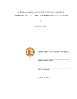 Late Cenozoic Displacement Transfer Analysis Within Deep Springs