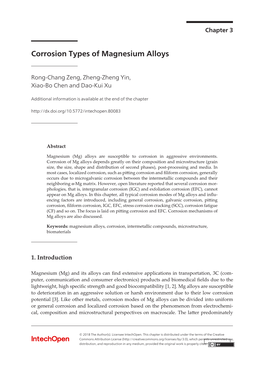 Corrosion Types of Magnesium Alloys