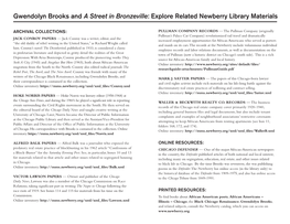 Gwendolyn Brooks and a Street in Bronzeville: Explore Related Newberry Library Materials