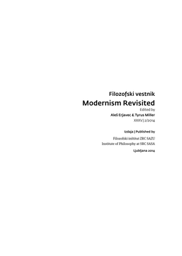 Modernism Revisited Edited by Aleš Erjavec & Tyrus Miller XXXV | 2/2014