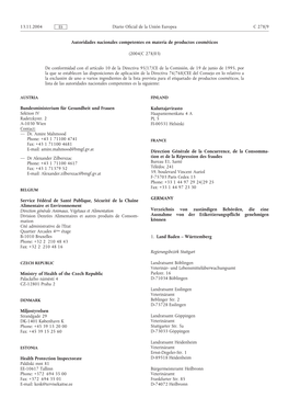 Autoridades Nacionales Competentes En Materia De Productos Cosméticos