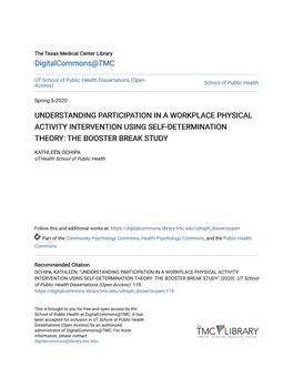 Understanding Participation in a Workplace Physical Activity Intervention Using Self-Determination Theory: the Booster Break Study