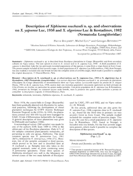 Description of Xiphinema Souchaudi N. Sp. and Observations on X